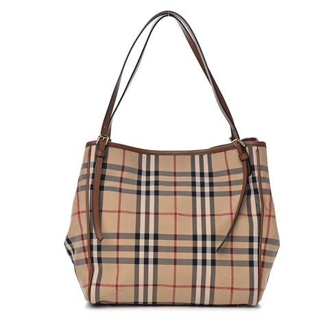 BURBERRY Horseferry Check Small Canterbury Tote Honey